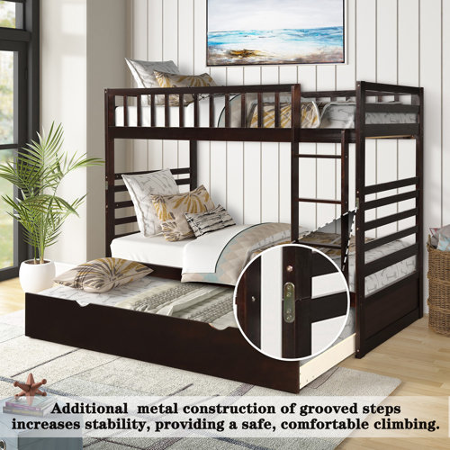 LILI Twin Over Twin Over Twin Solid Wood Triple / Quad Bunk Bed with